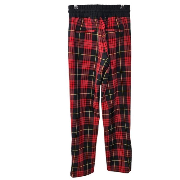 Palm Angels Mens Red & Black Logo Wool Trousers, Zip Bottom, Plaid, Pants, 44/XS - Picture 3 of 12